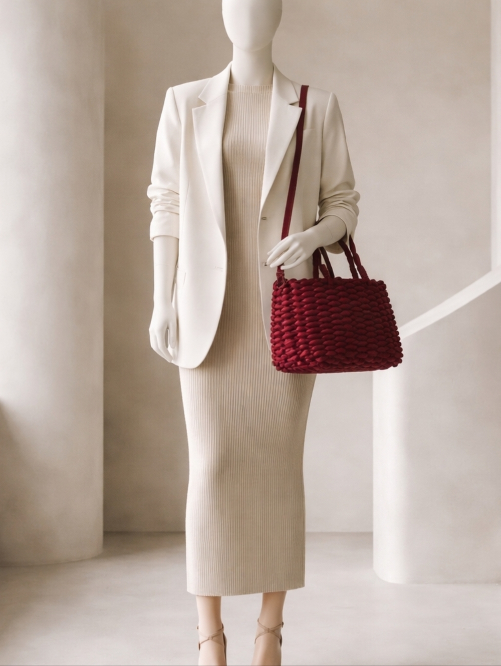 Zara Burgundy Braided Tote Bag